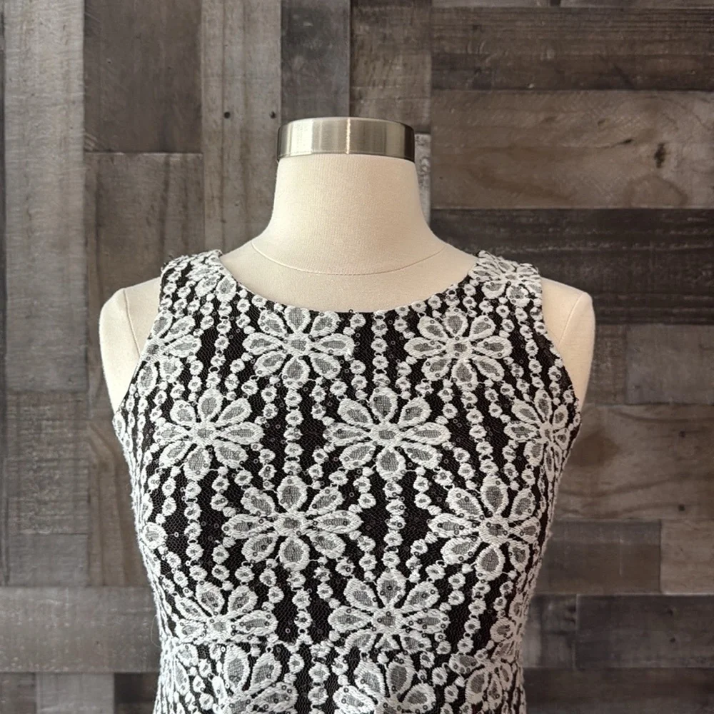 Speechless black and white dress girls size 12 floral lace sparkly sequins party